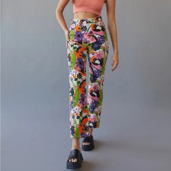 NWOT Urban Outfitters BDG Trippy Print Cowboy Corduroy Pants Jeans Z4 - Picture 1 of 3